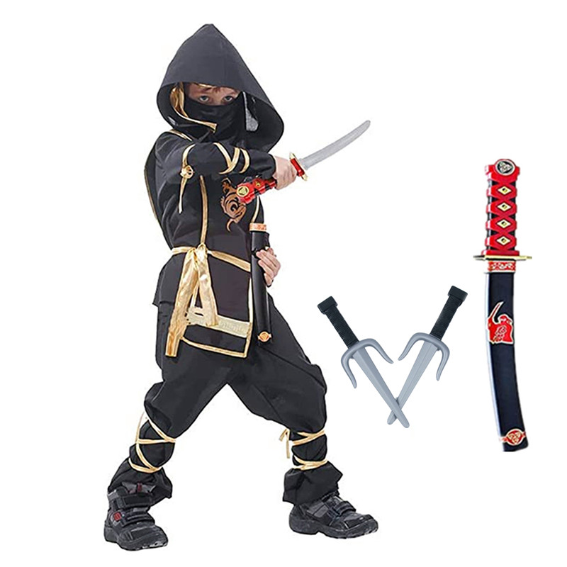 Kids Outdoor Ninja Warrior Course - Costume da ninja nero Ragazzo Halloween
