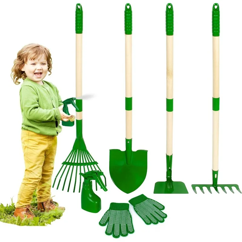 Kids Outdoor Yard Tools - Set di 7 Attrezzi da Giardinaggio