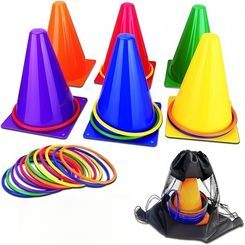 Kids Outdoor Yard Tools - 1Set Toss Coni Anelli Gioco di